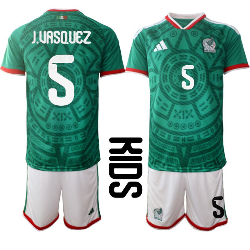 Youth 2026 World Cup National Team Mexico home green #5 Soccer Jersey->youth soccer jersey->Youth Jersey